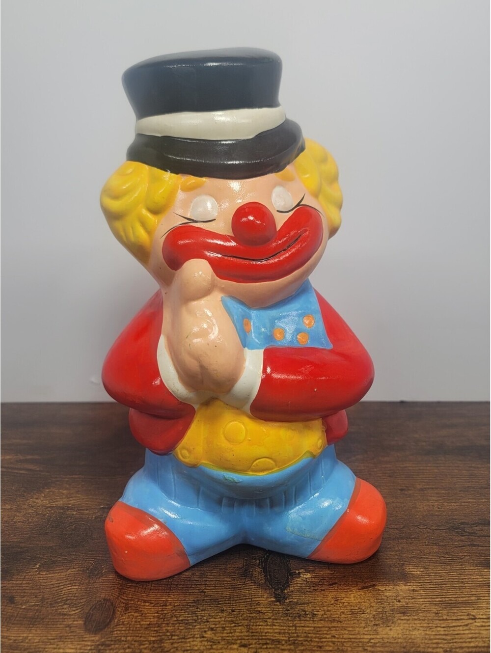 Vintage 1980s Ceramic Clown Coin Piggy Bank Circus Theme
